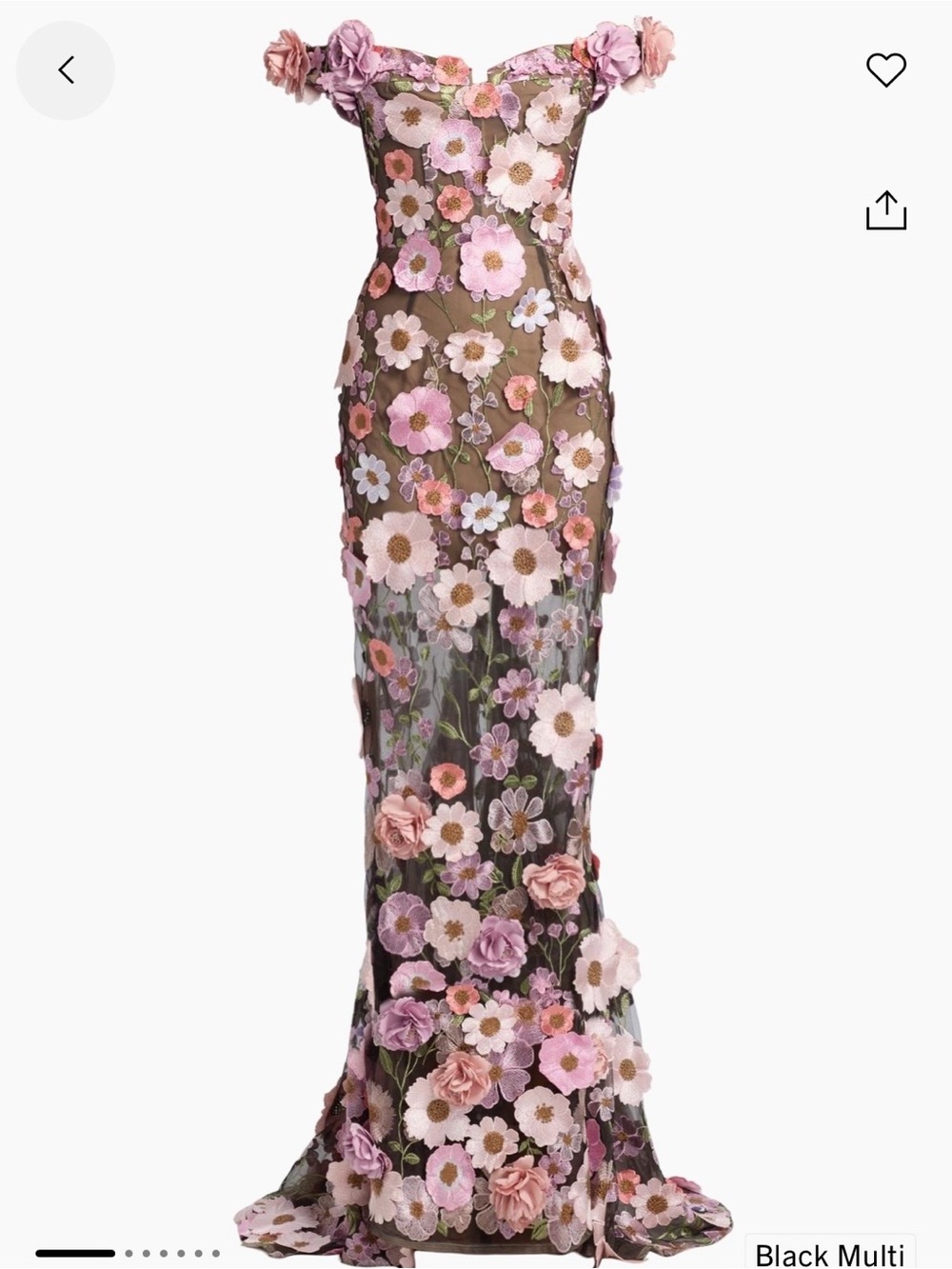 Bronx and Banco Black Multi Floral Appliqué Maxi Gown